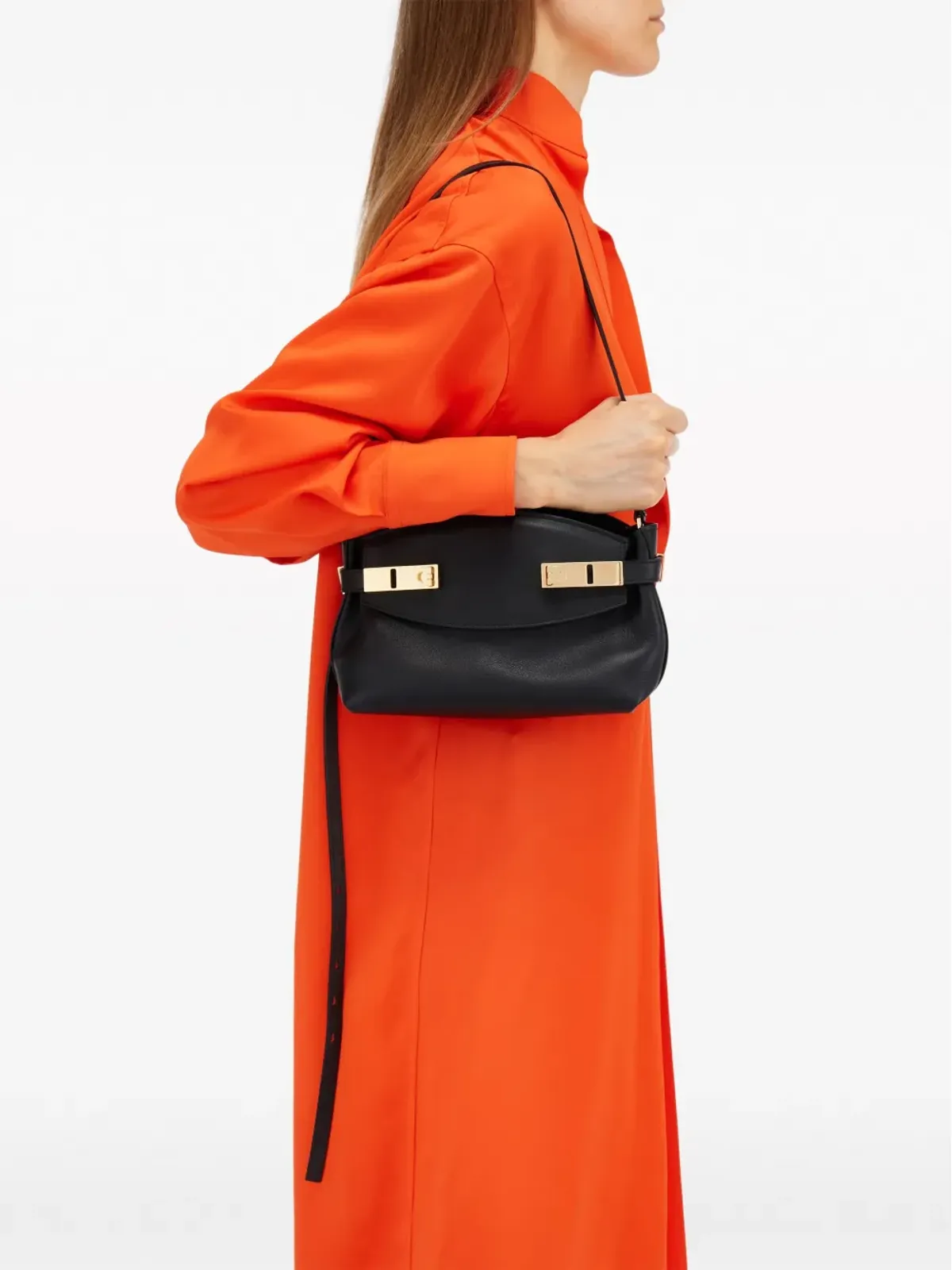 Ferragamo 小さな Hug レザー クロスボディバッグ - ブラック - 画像3