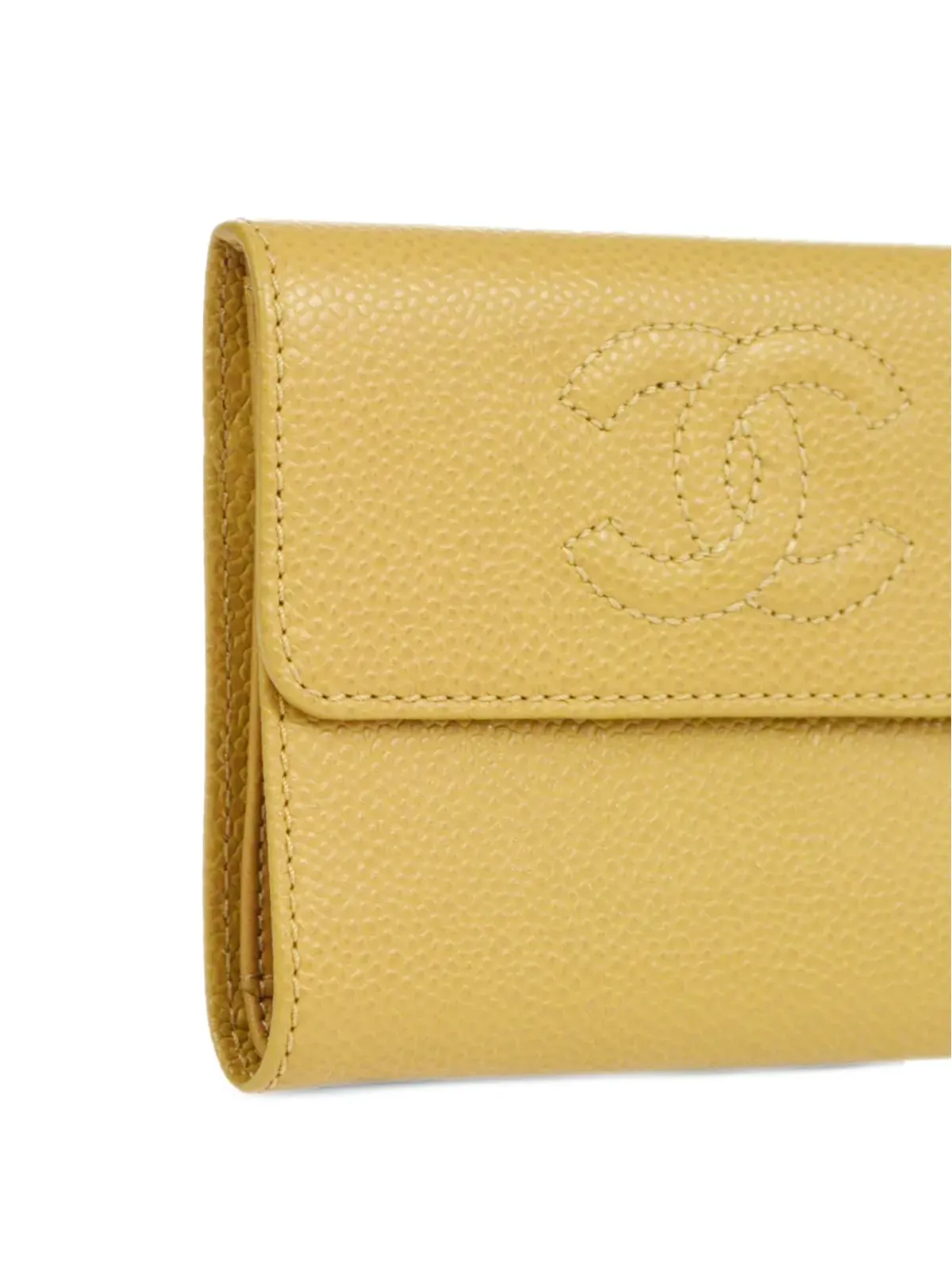 CHANEL ビンテージ 2000 CC三つ折りウォレット - ベージュ - 画像3