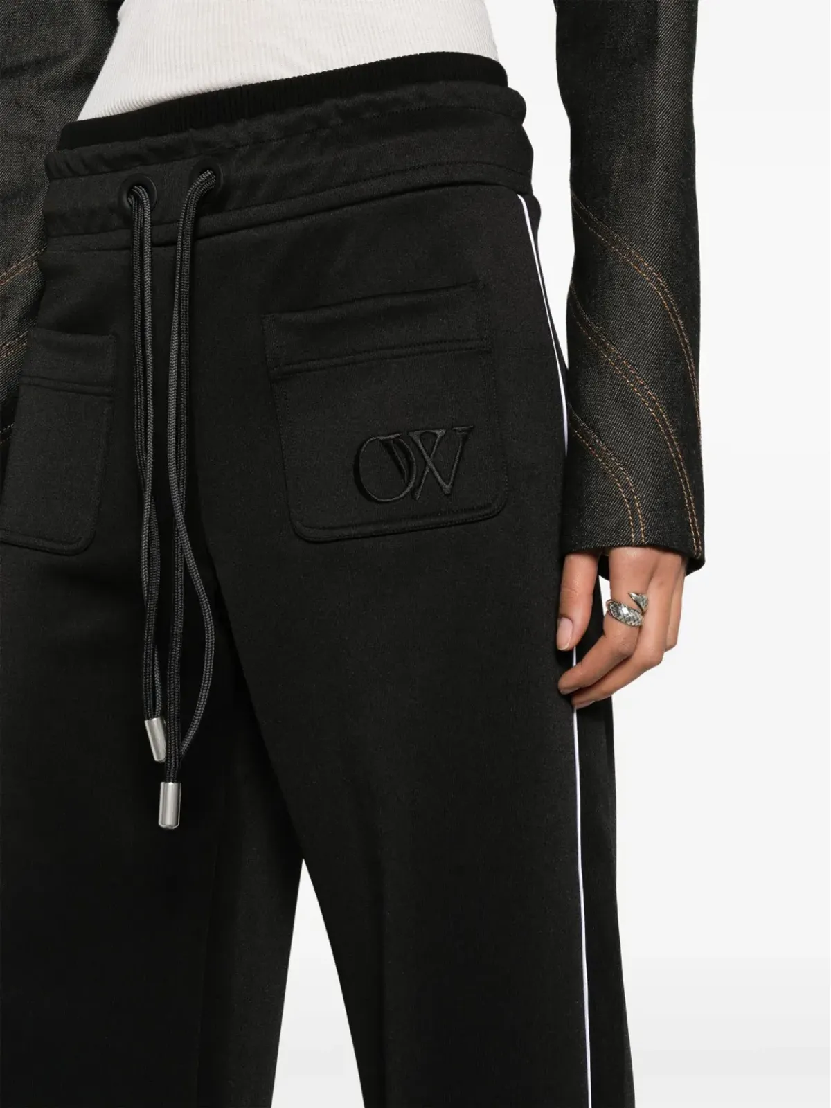 Off-White エラスティケーテッド・ウエスト コットン トラックパンツ - 画像5