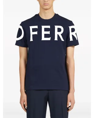 Ferragamo ロゴプリント コットン Tシャツ ブルー - サムネイル2