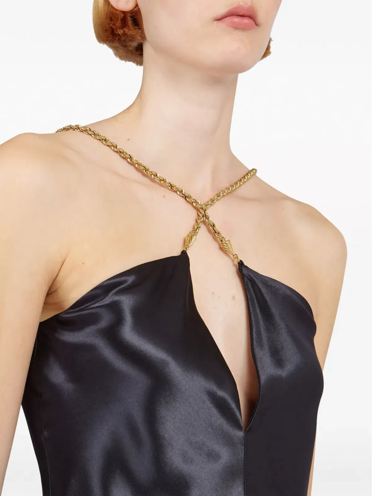 Ferragamo ツイストストラップ サテントップ ブラック - 画像5
