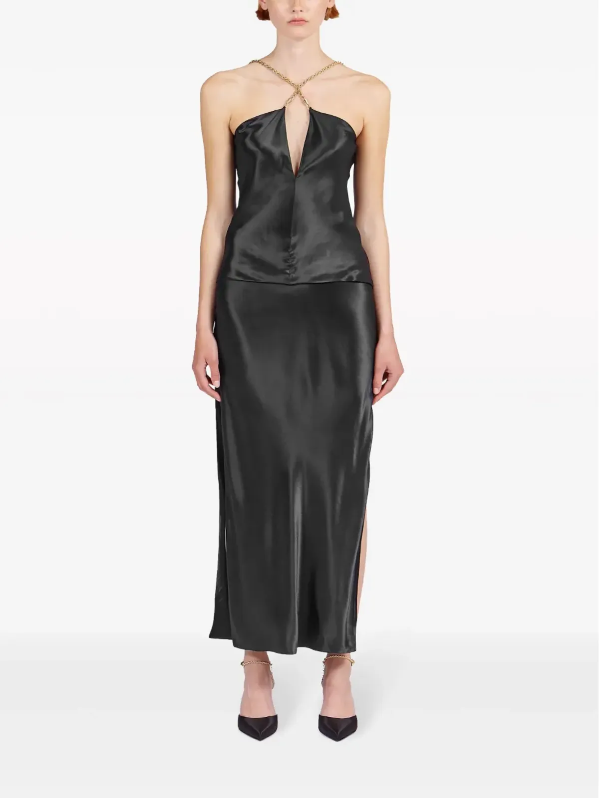 Ferragamo ツイストストラップ サテントップ ブラック - 画像2