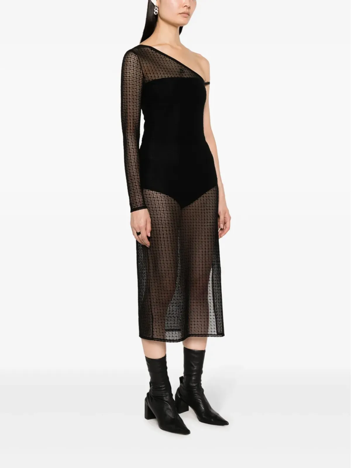 Courrèges アシンメトリック半透けミディドレス - 画像3