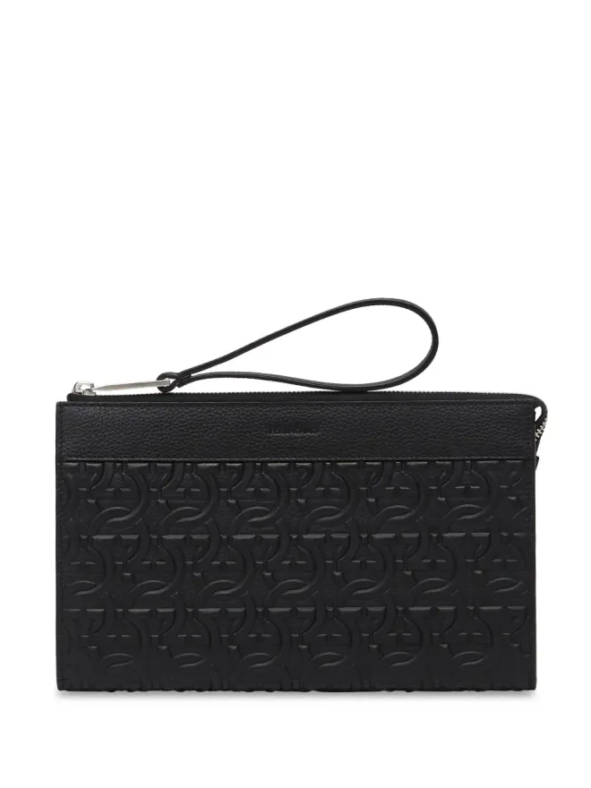 FERRAGAMO Ferragamo ロゴエンボス レザークラッチバッグの商品画像
