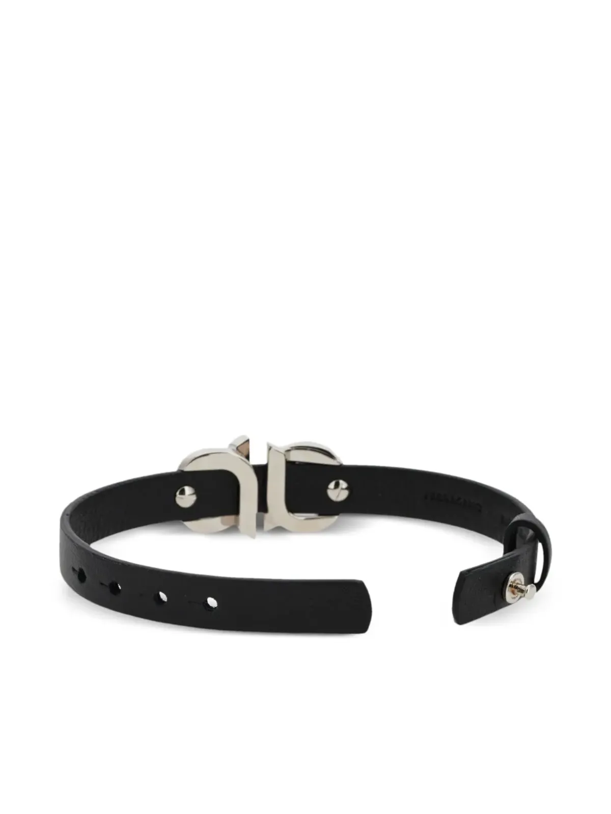 Ferragamo Gancini-バックル付きレザーブレスレット - ブラック - 画像2