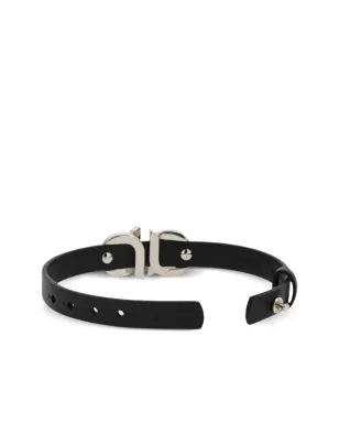 Ferragamo Gancini-バックル付きレザーブレスレット - ブラック - サムネイル2