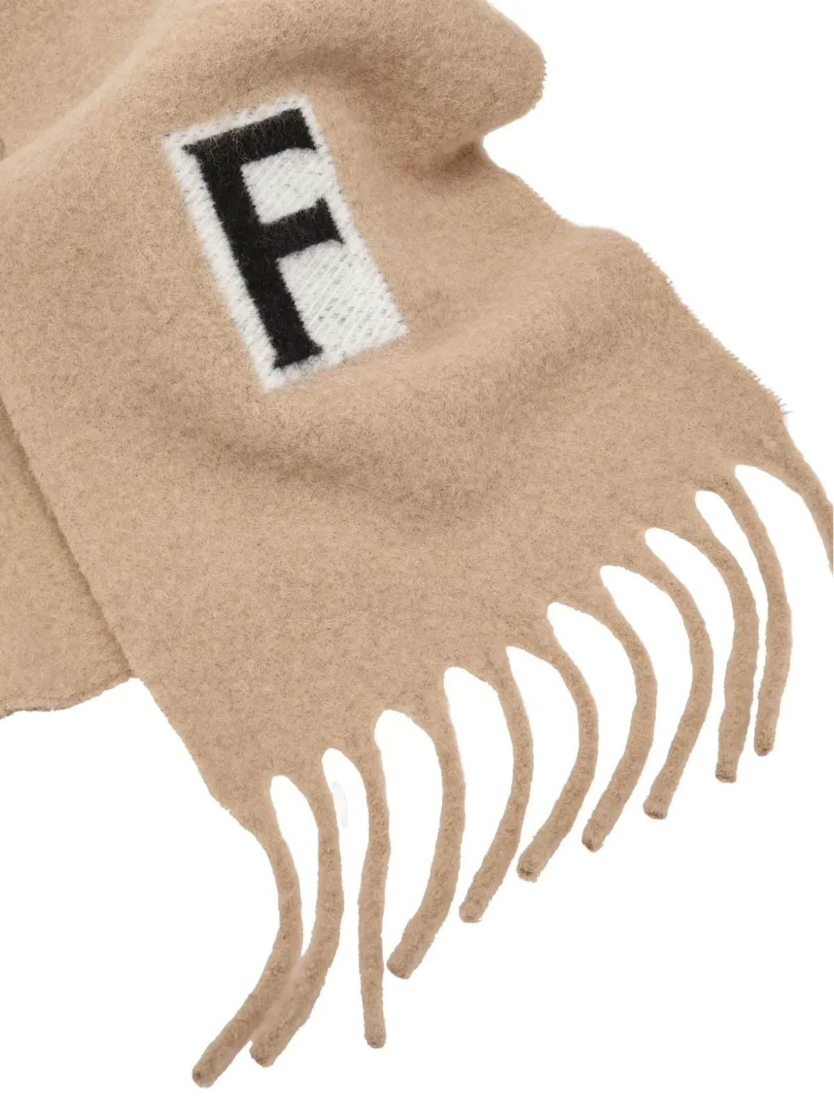 Ferragamo ロゴ入りインターシャ編みフリンジスカーフ - 画像3