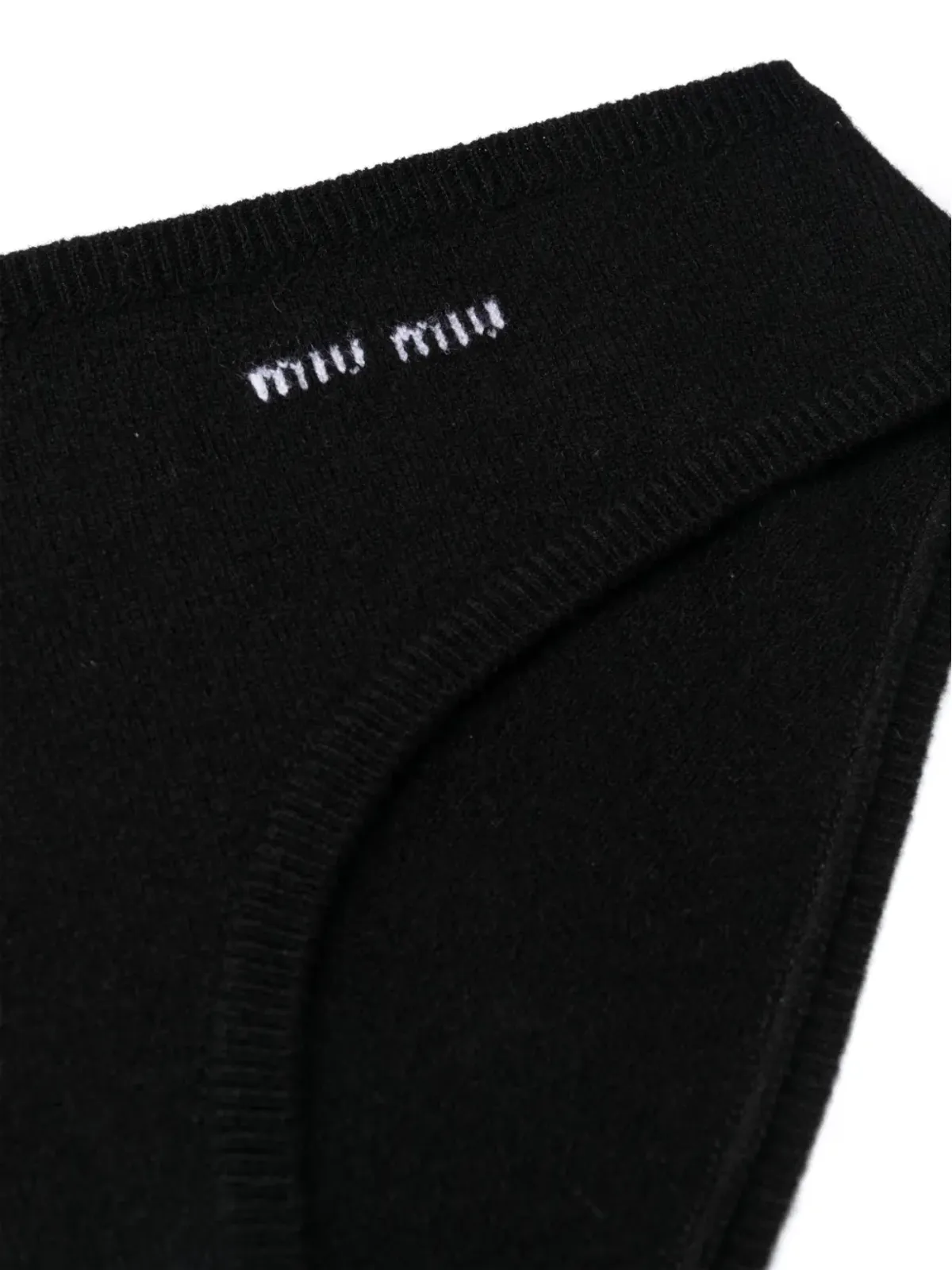 Miu Miu ロゴ入りインターシャ カシミヤブレンド ブリーフ - 画像3