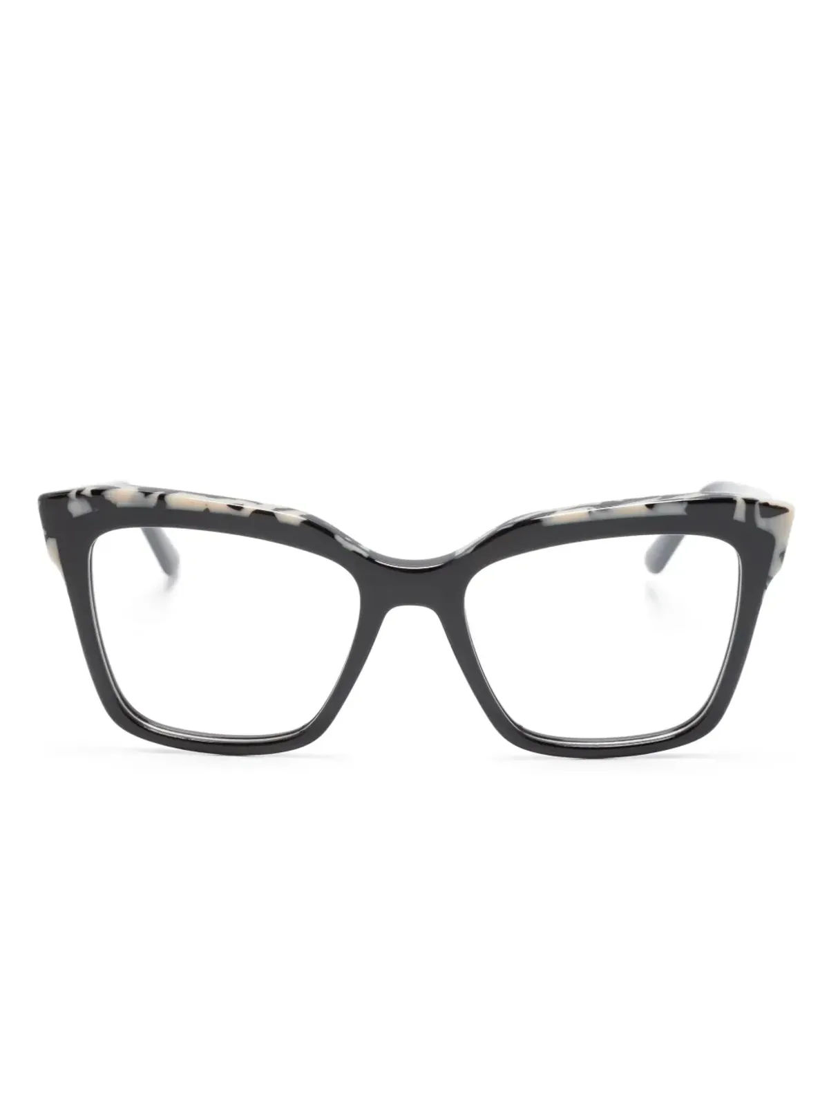 Karl Lagerfeld マーブル模様のスクエアフレーム眼鏡 - 画像1