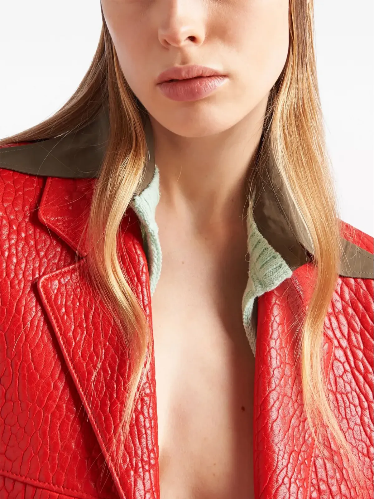 Prada レイヤードカラー レザー ブレザー - 画像4