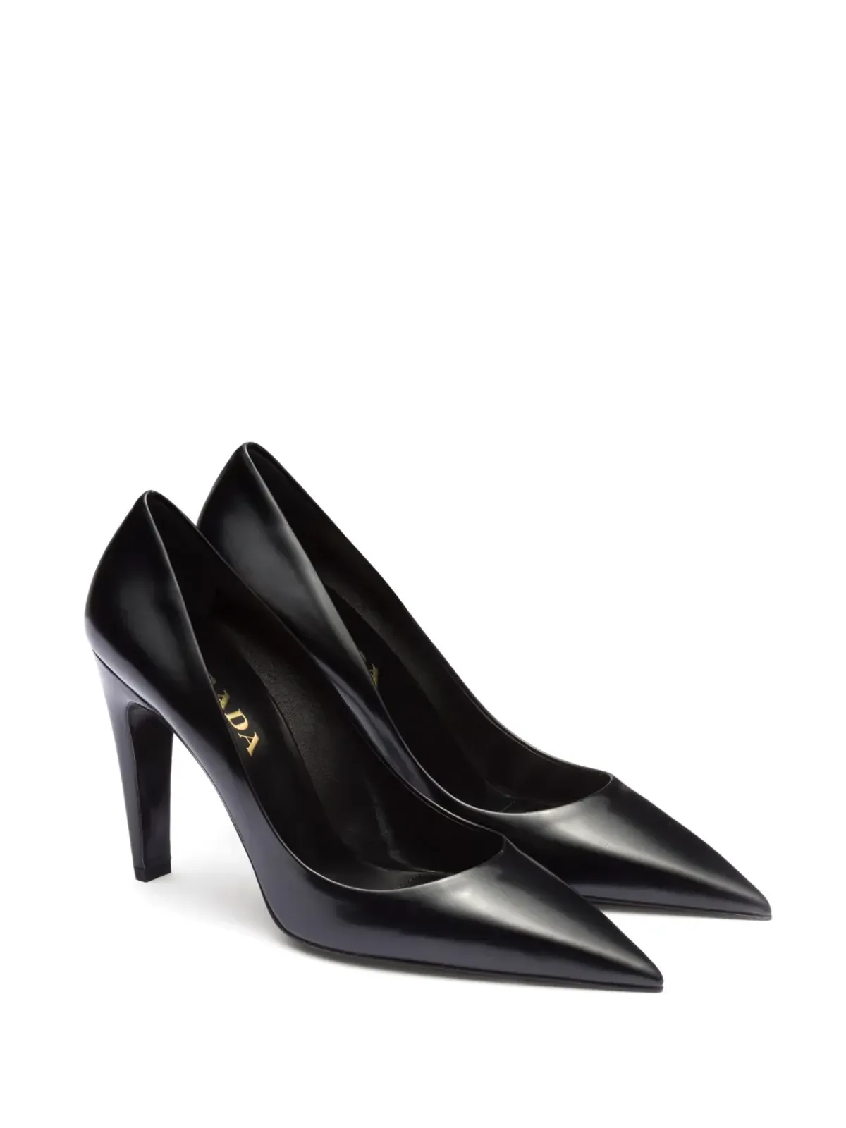 Prada ブラッシュドレザー パンプス 100mm ヒール ブラック - 画像2