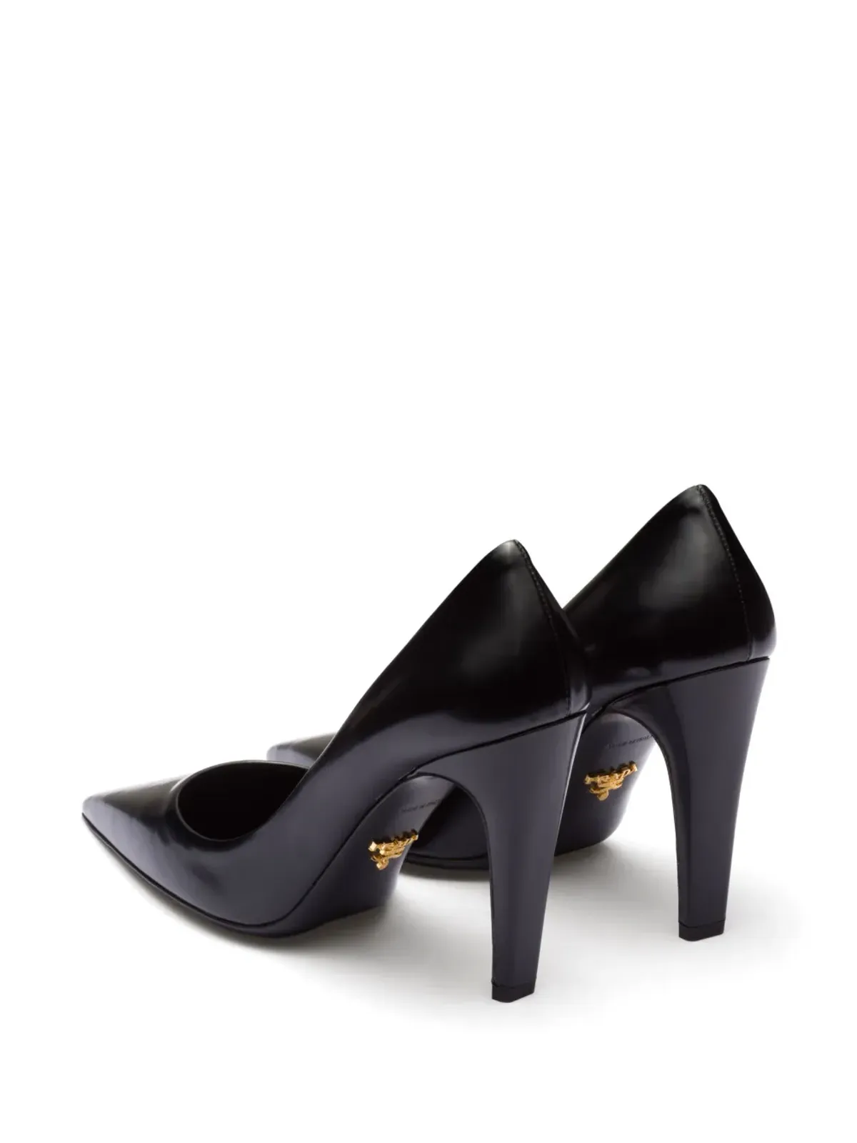 Prada ブラッシュドレザー パンプス 100mm ヒール ブラック - 画像3