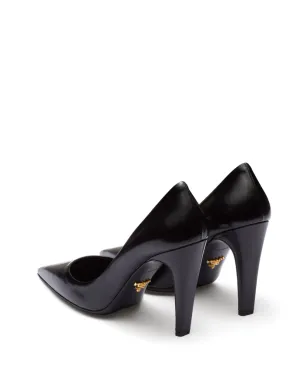 Prada ブラッシュドレザー パンプス 100mm ヒール ブラック - サムネイル3