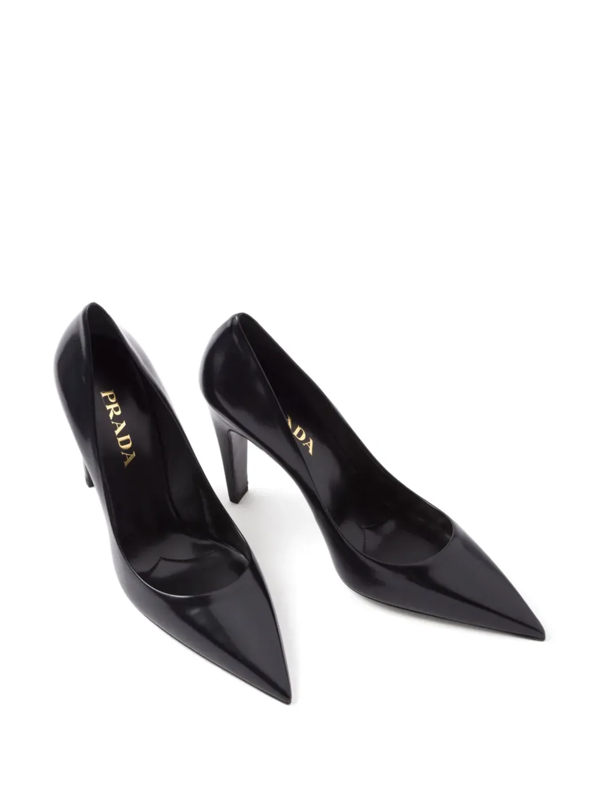 Prada ブラッシュドレザー パンプス 100mm ヒール ブラック - 画像4