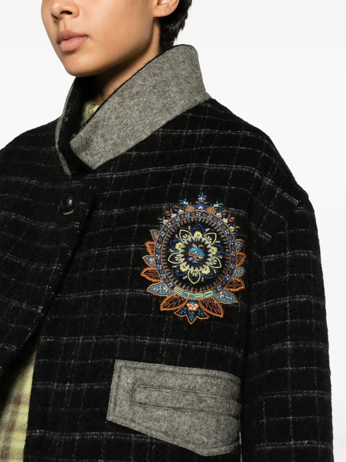 ETRO チェック柄クロップドジャケット - ブラック - 画像5