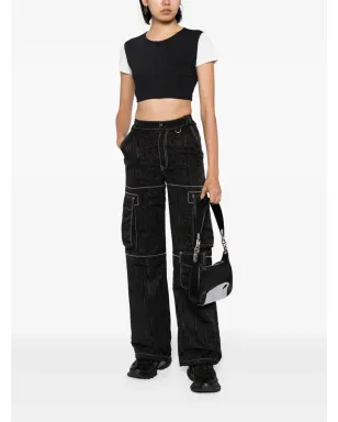 CHANEL ビンテージ 1996年製 CC ツートーン クロップド Tシャツ ブラック - サムネイル2
