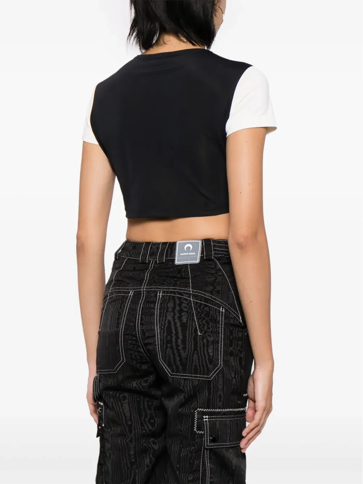CHANEL ビンテージ 1996年製 CC ツートーン クロップド Tシャツ ブラック - 画像4
