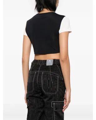 CHANEL ビンテージ 1996年製 CC ツートーン クロップド Tシャツ ブラック - サムネイル4