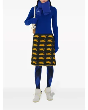 Burberry ファインニット フルフィンガーグローブ ブルー - サムネイル4