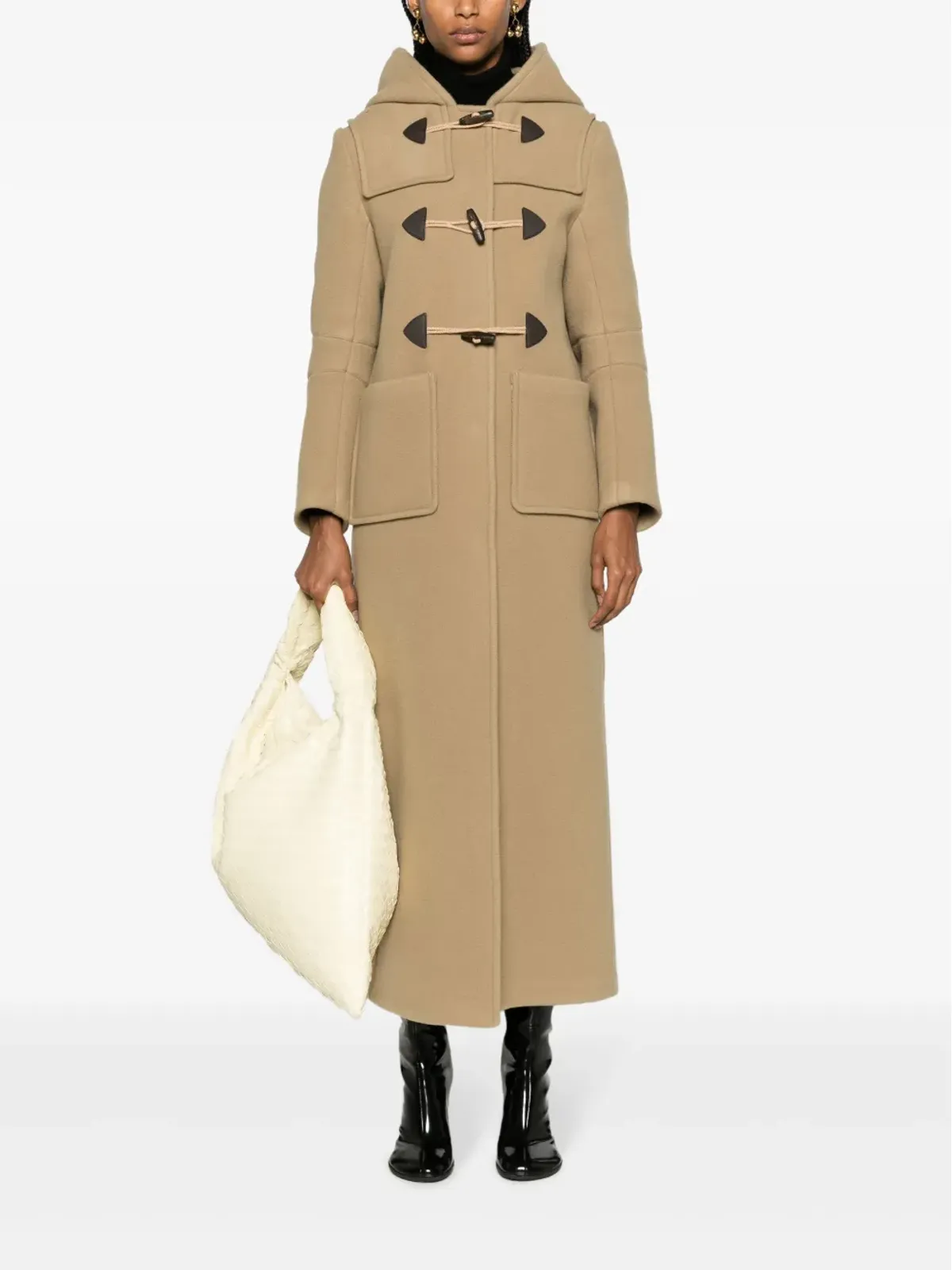 Prada スラウチフード付きウールコート - 画像2