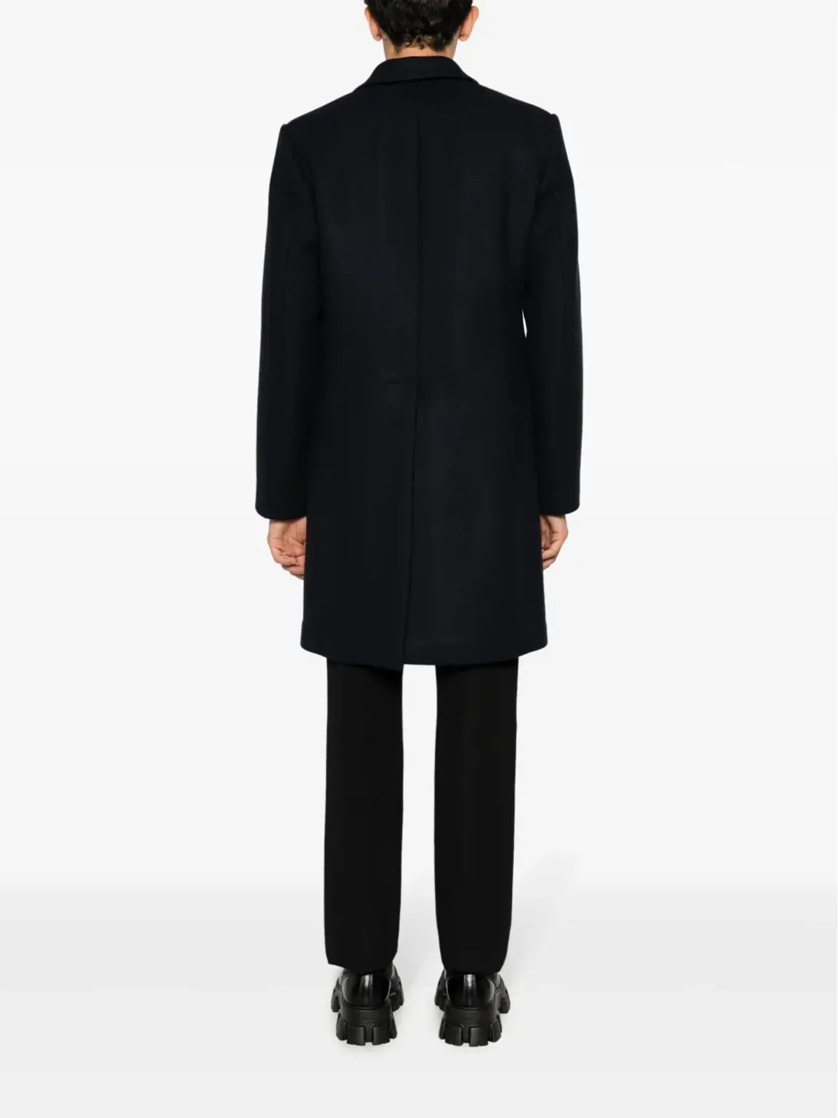 Prada ダブルブレスト ピークラペル コート - ブルー - 画像4