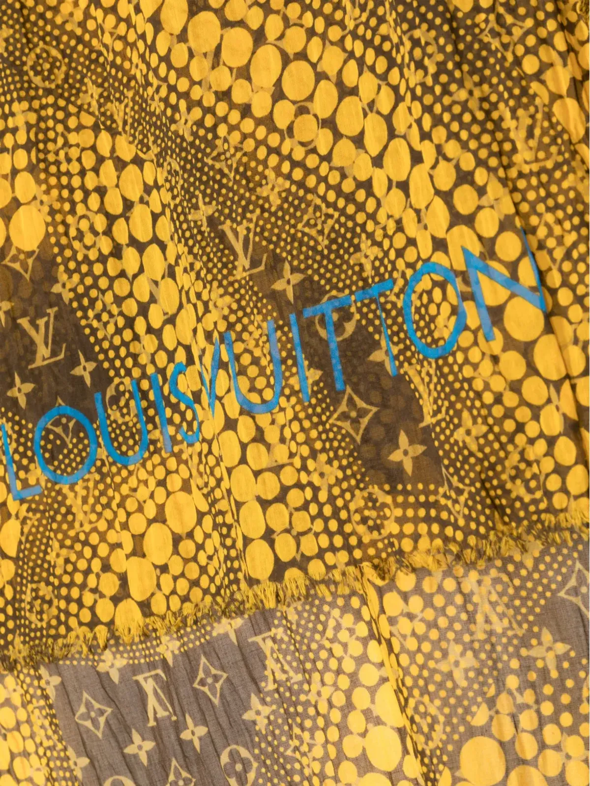 Louis Vuitton ビンテージ x Yayoi Kusama ポルカドット柄 端がほつれたフリンジ加工スカーフ - オレンジ - 画像2