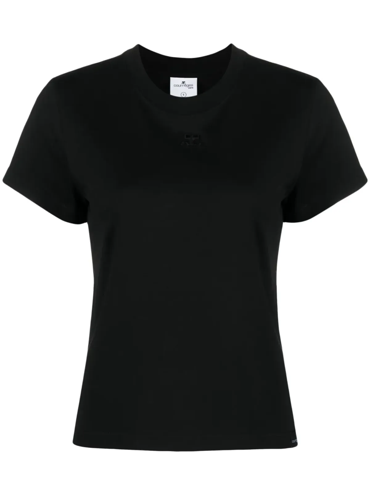 Courrèges ロゴ刺繍コットンTシャツ - ブラック - 画像1