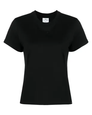 Courrèges ロゴ刺繍コットンTシャツ - ブラック - サムネイル1