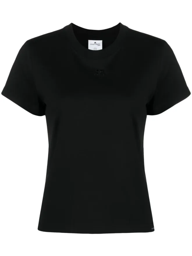 Courrèges Courrèges ロゴ刺繍コットンTシャツ - ブラックの商品画像