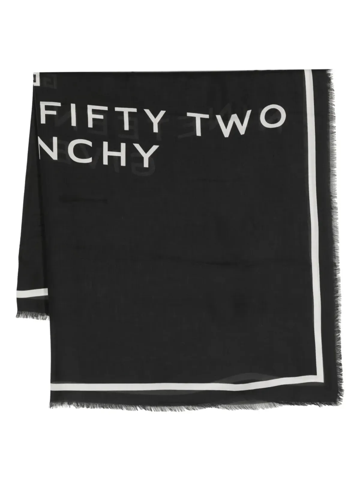 Givenchy ロゴプリント フリンジ スカーフ ブラック - 画像1