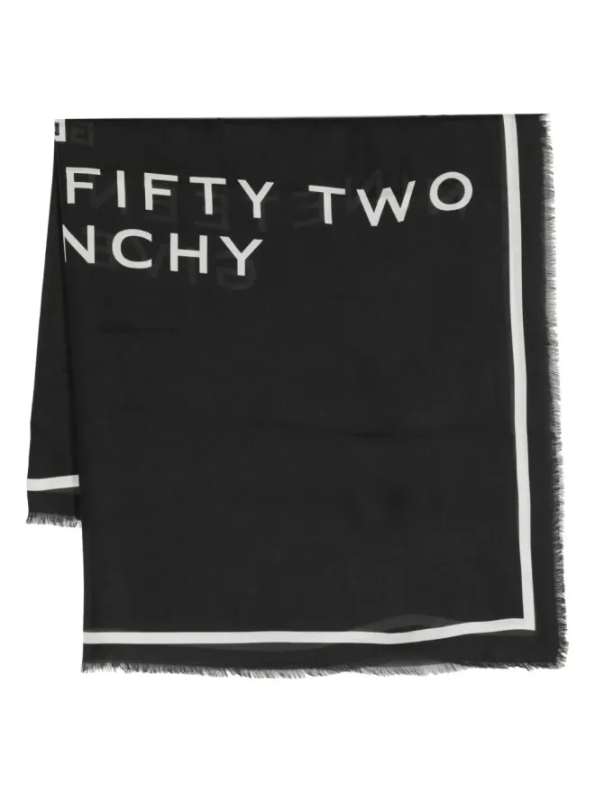 Givenchy Givenchy ロゴプリント フリンジ スカーフ ブラックの商品画像