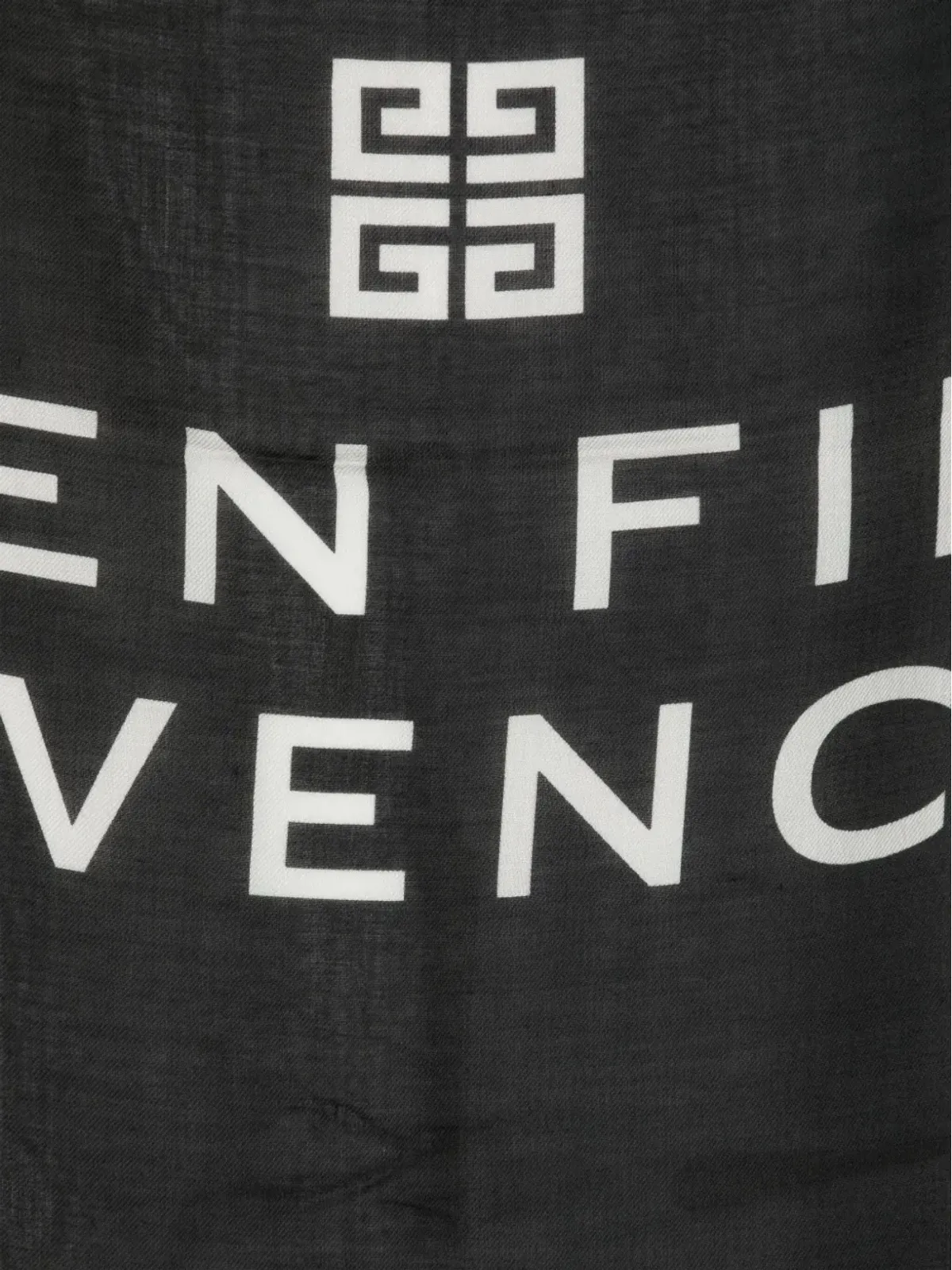 Givenchy ロゴプリント フリンジ スカーフ ブラック - 画像2