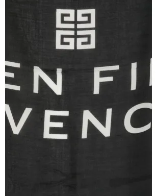 Givenchy ロゴプリント フリンジ スカーフ ブラック - サムネイル2