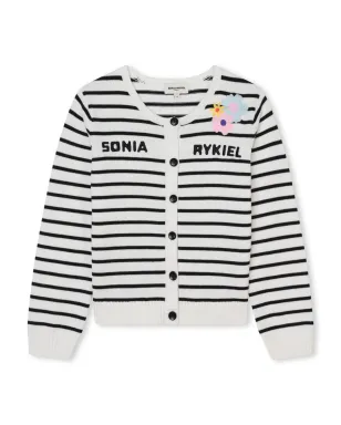 SONIA RYKIEL ENFANT ストライプ ロゴプリント ニットカーディガン - サムネイル1