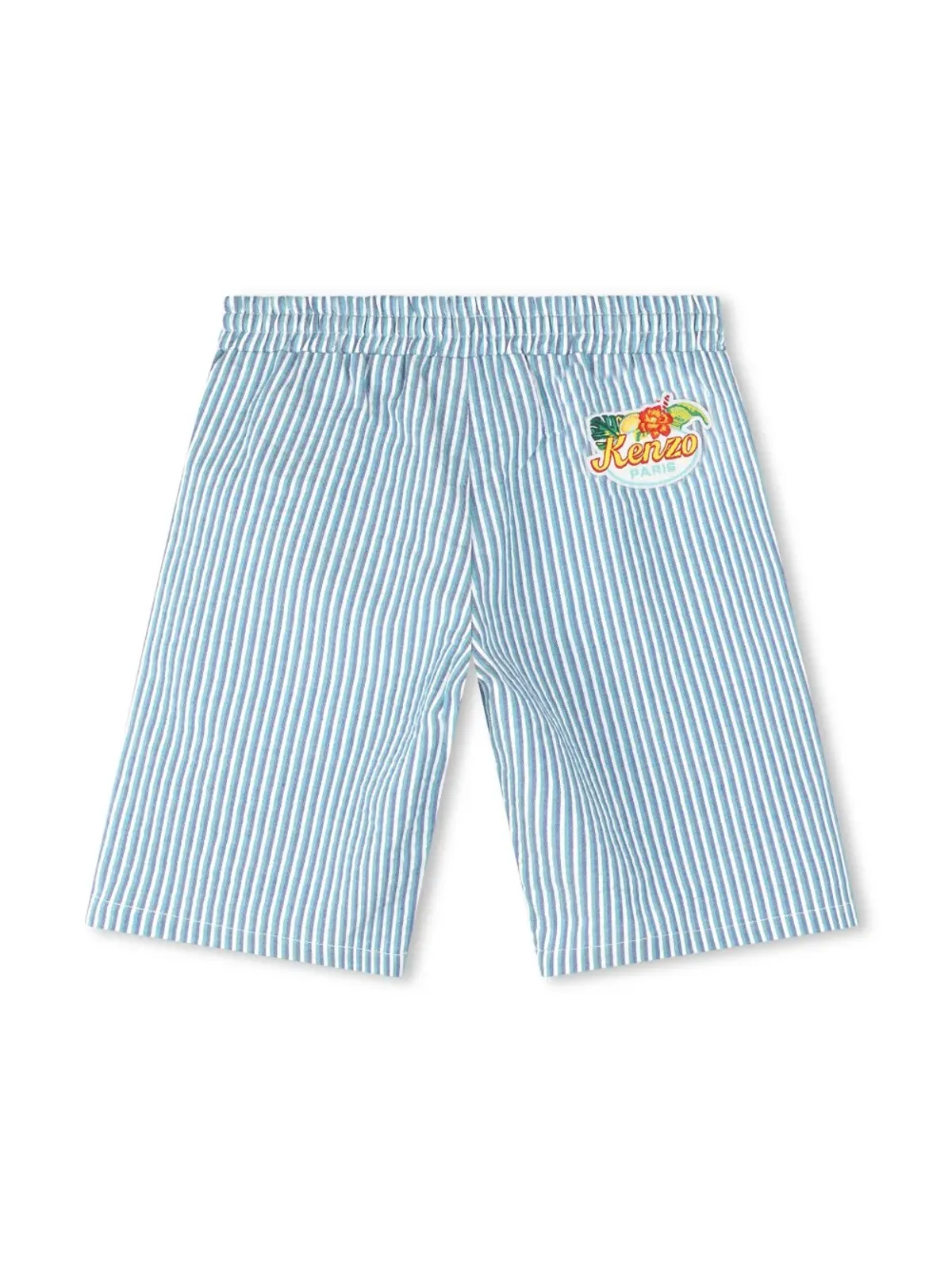Kenzo Kids ロゴ刺繍ストライプコットンショーツ - 画像2
