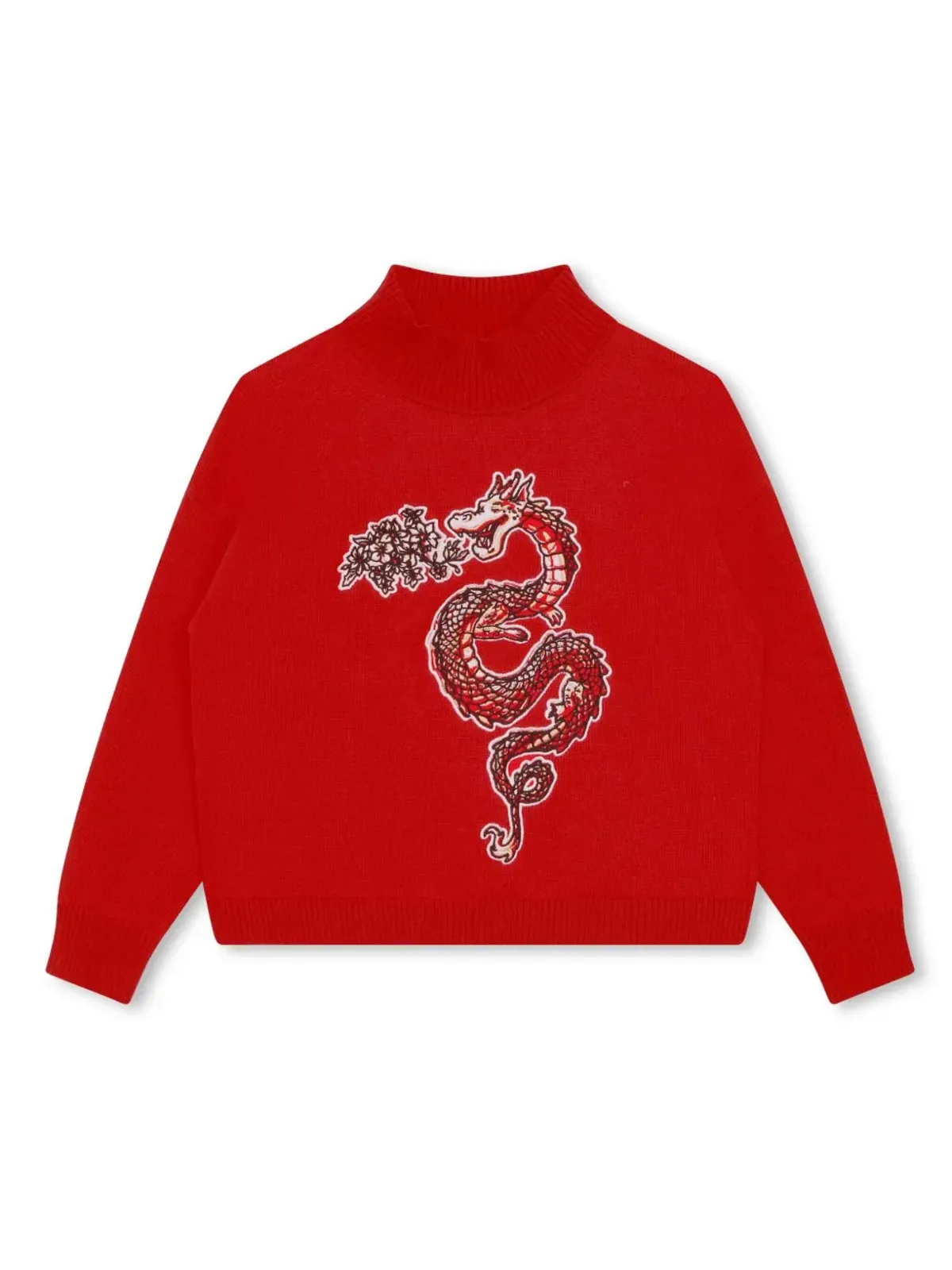 Kenzo Kids ハイネック インターシャ編み ロゴ入りセーター - 画像1