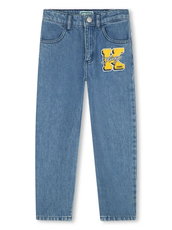 Kenzo Kids Kenzo Kids ロゴアップリケ入りミッドライズストレートジーンズ - Blueの商品画像