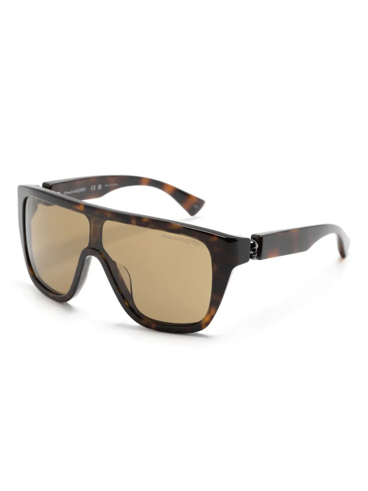 Alexander McQueen Eyewear スカルヒンジ・シールドフレーム サングラス（ブラウン） - 画像2