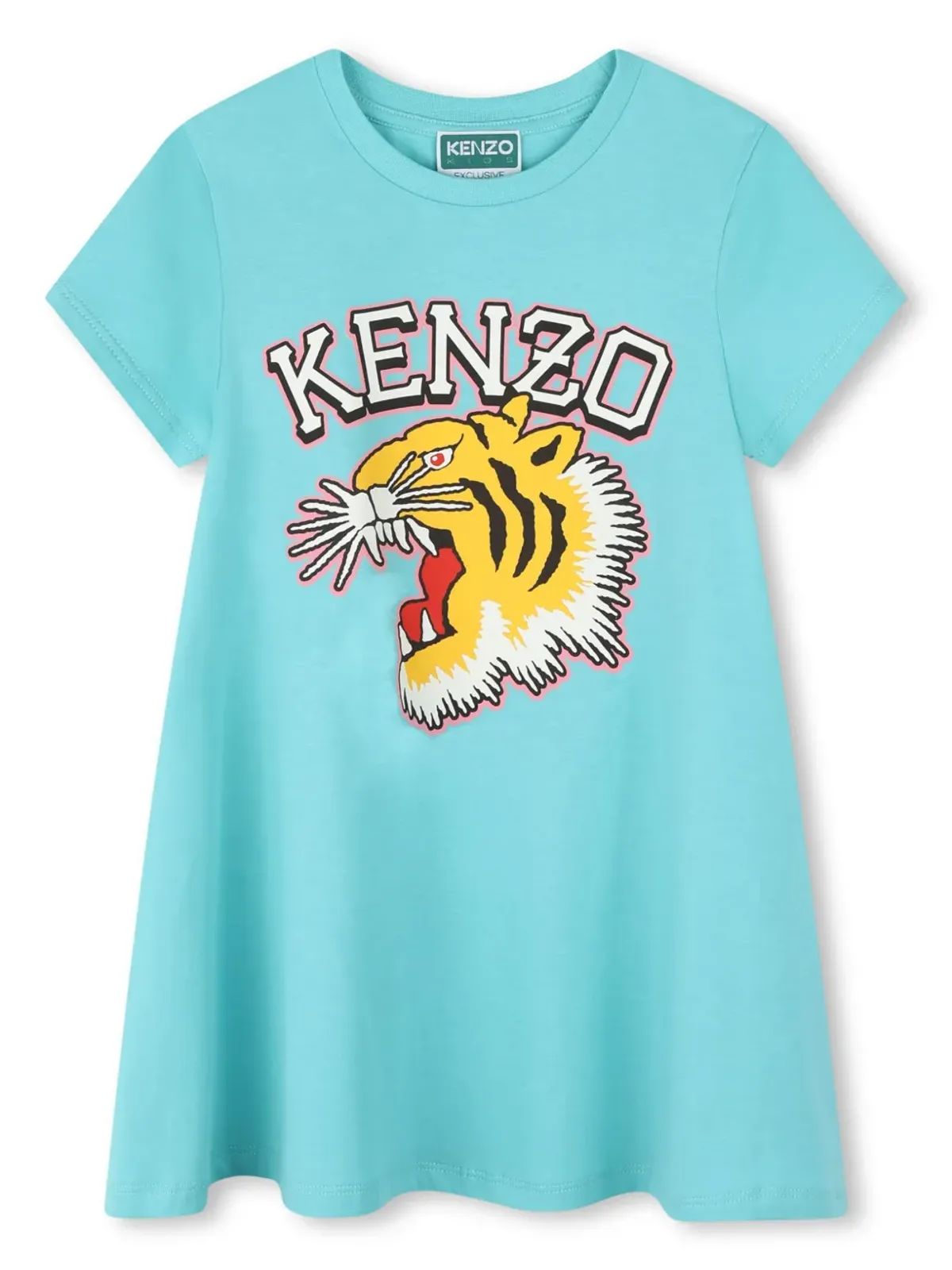 Kenzo Kids Tiger Head-print cotton dress - Blue - 画像1