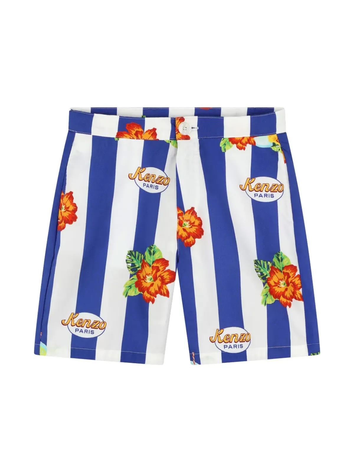 Kenzo Kids ロゴプリントストライプコットンショーツ - 画像1