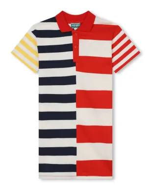 Kenzo Kids ストライプ柄オーガニックコットンのドレス - オレンジ - サムネイル1