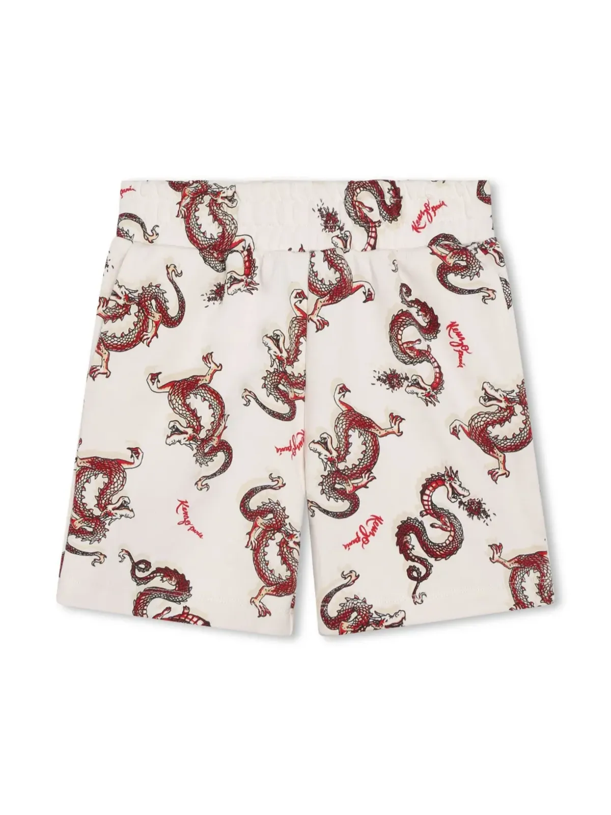 Kenzo Kids ドラゴンプリント コットン ショーツ - White - 画像1