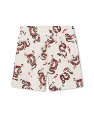 Kenzo Kids ドラゴンプリント コットン ショーツ - White - サムネイル1