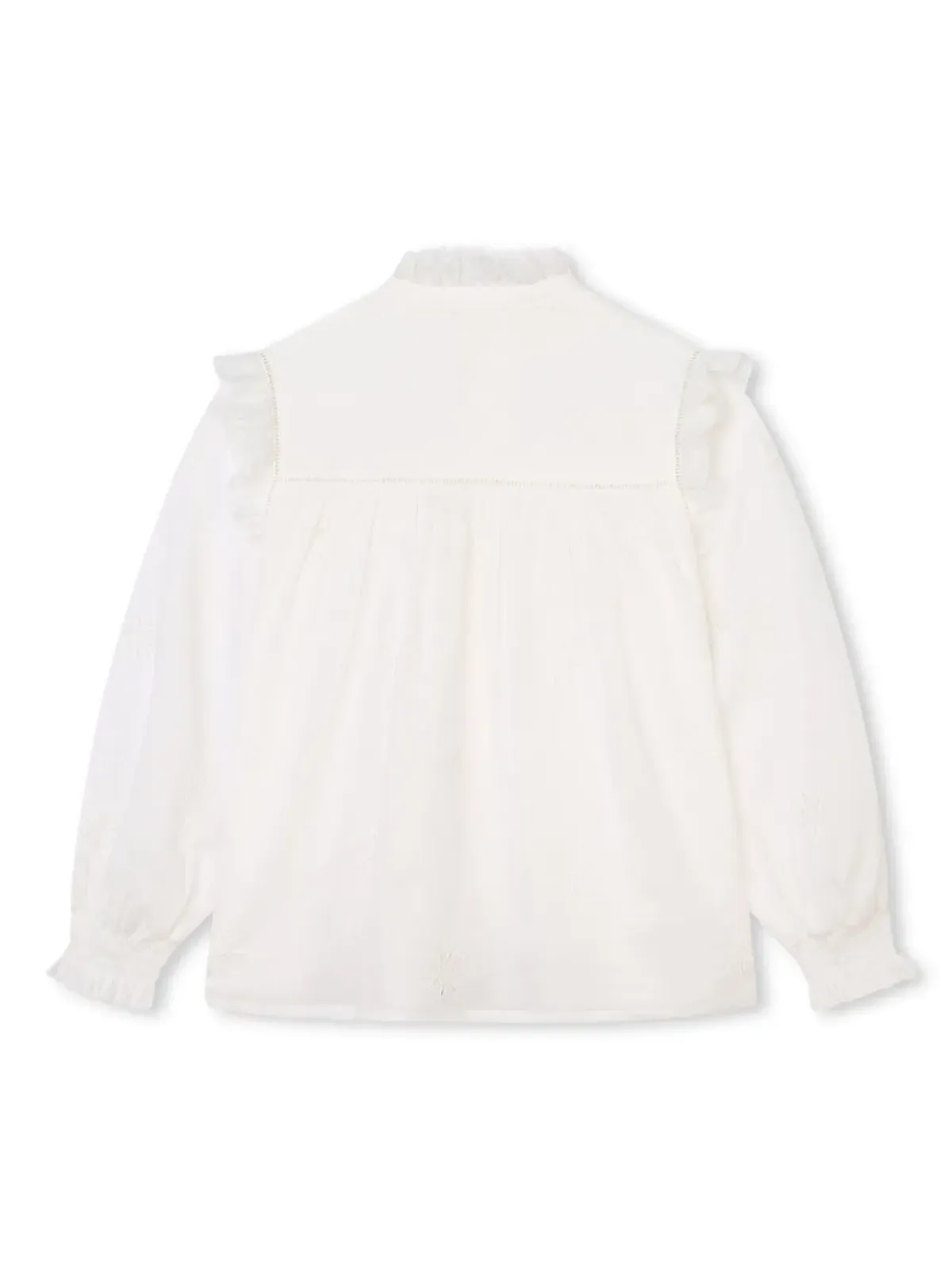 Chloé Kids アイレット付きフリルシャツ - 画像2