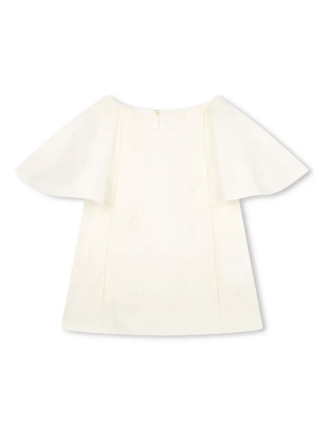 Chloé Kids Chloé Kids ブロderie-anglaise オーガニックコットン ブラウスの商品画像