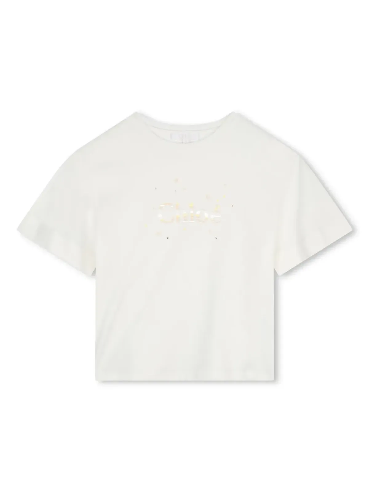 Chloé Kids ロゴプリント入り オーガニックコットン Tシャツ - 画像1