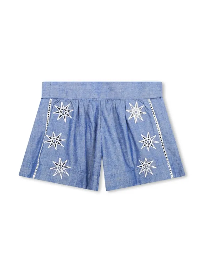 Chloé Kids Chloé Kids 刺繍入りシャンブレーショーツの商品画像