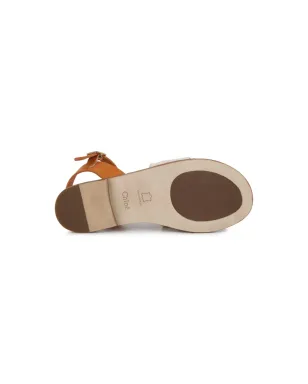 Chloé Kids ロゴ刺繍レザーサンダル - White - サムネイル4