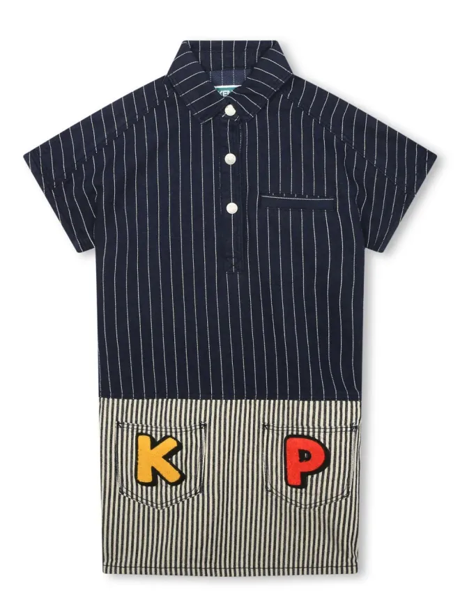 Kenzo Kids Kenzo Kids ロゴアップリケ コットンドレス ブルーの商品画像