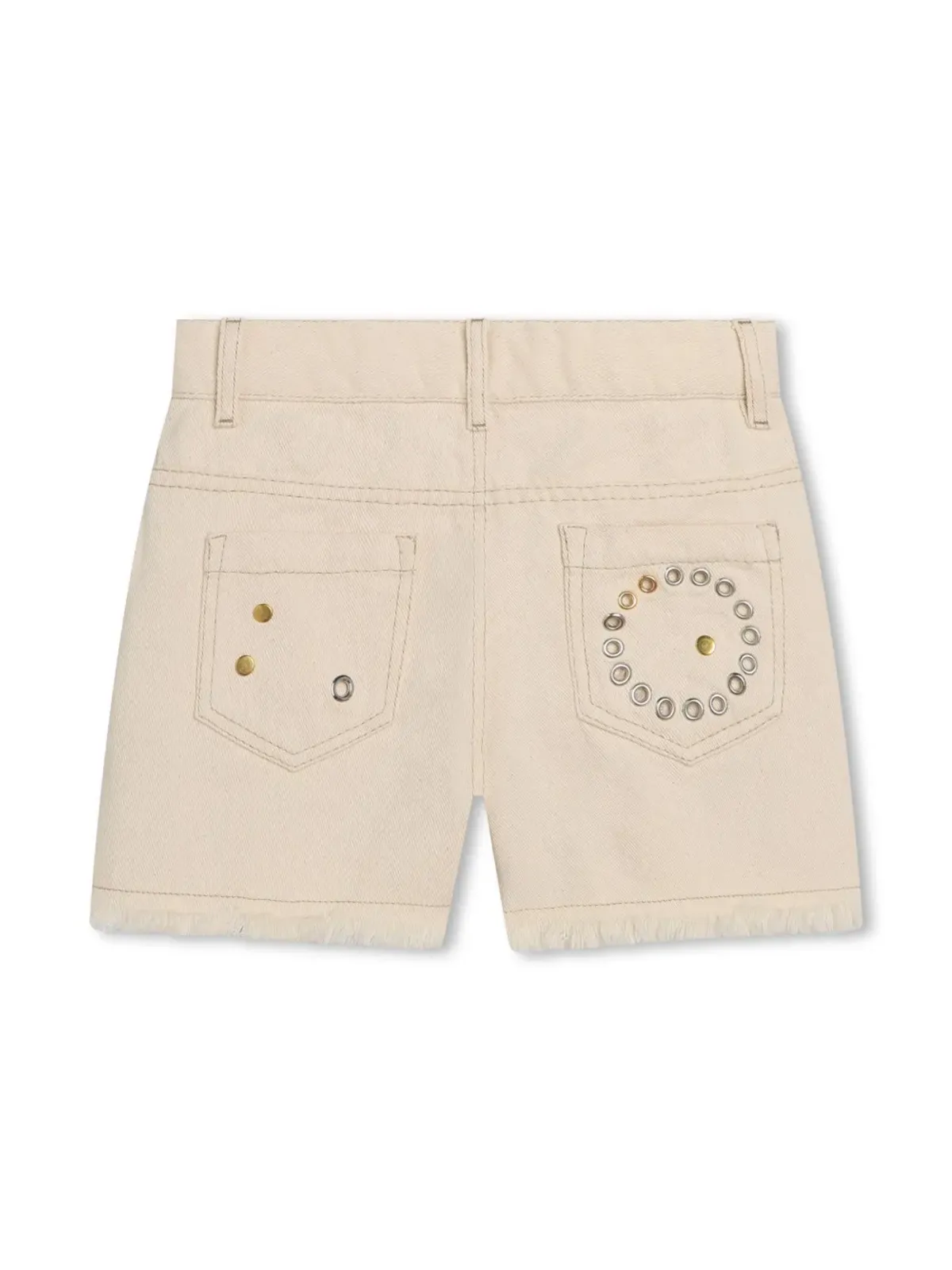 Chloé Kids アイレットディテール コットンデニムショーツ - 画像2